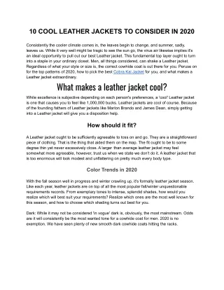 10 cool leather jackets to consider in 2020