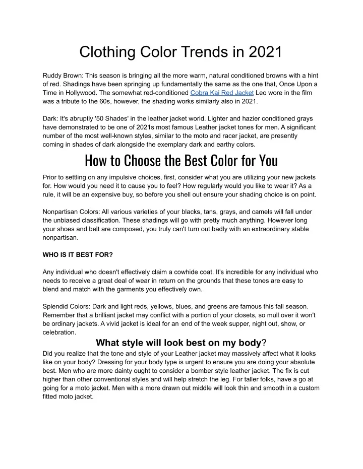 clothing color trends in 2021