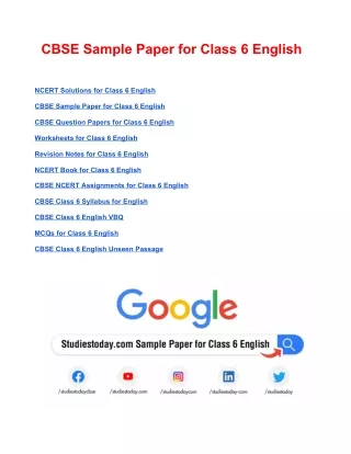 cbse sample paper for class 6 english