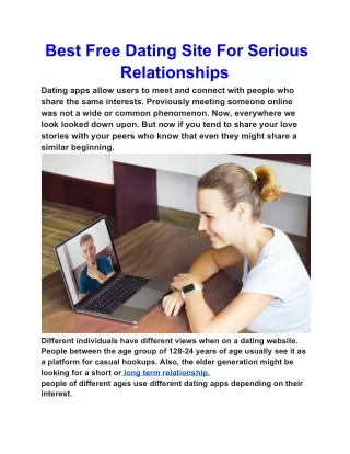 Best Free Dating Site For Serious Relationships