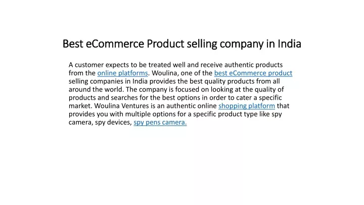 best ecommerce product selling company in india