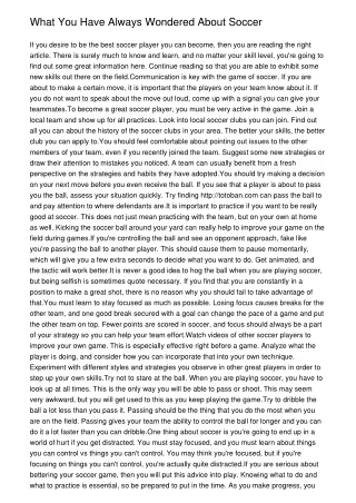 What You Have Always Wondered About Soccer