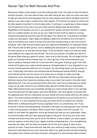 Soccer Tips For Both Novices And Pros