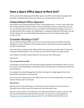 Have a Spare Office Space to Rent Out?