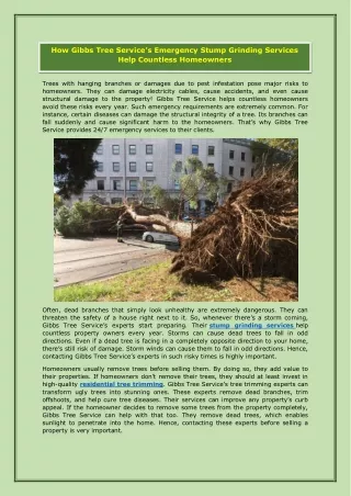 how gibbs tree service s emergency stump grinding