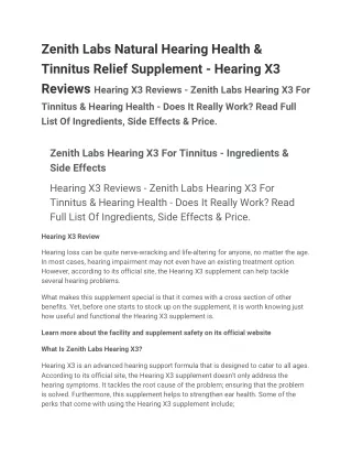 Zenith Labs Natural Hearing Health & Tinnitus Relief