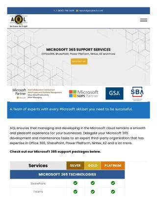 AQL'S SUPPORT PLANS FOR MICROSOFT 365