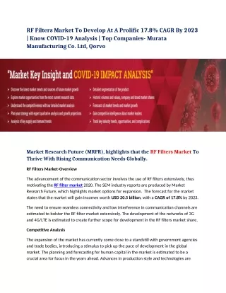 rf filters market to develop at a prolific