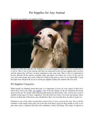 pet supplies for any animal