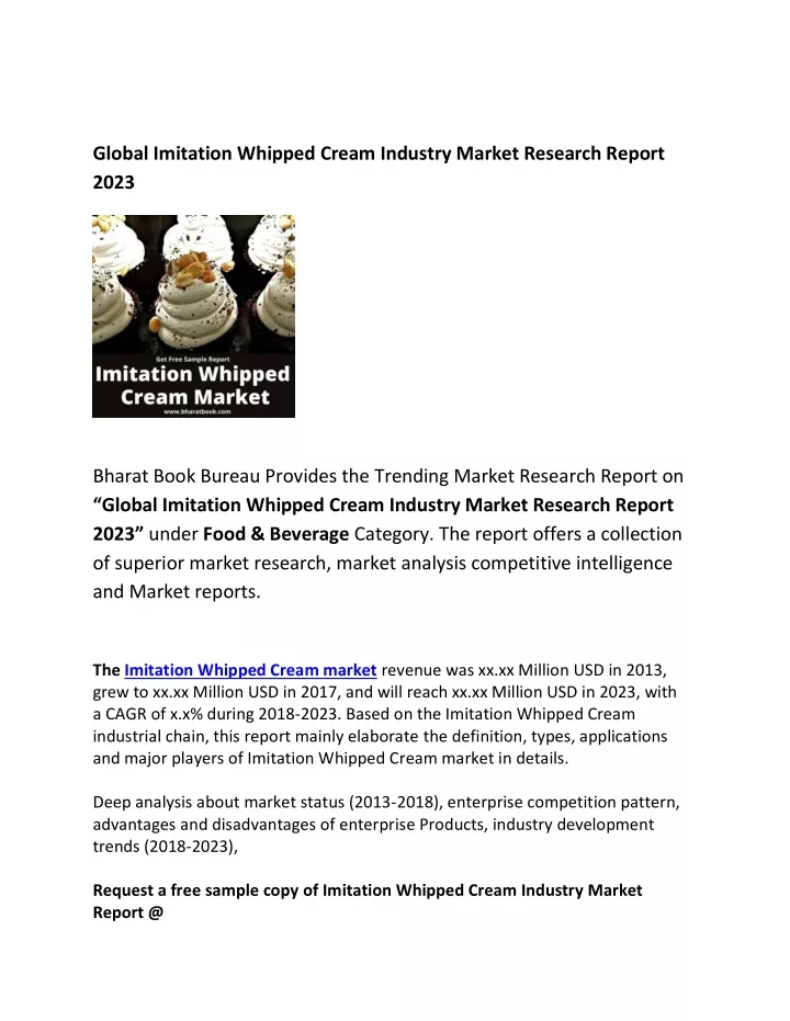 global imitation whipped cream industry market