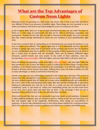 what are the top advantages of custom neon lights