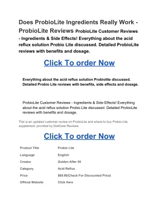 does probiolite ingredients really work
