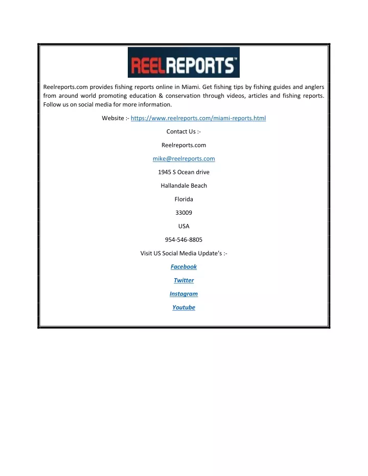 reelreports com provides fishing reports online