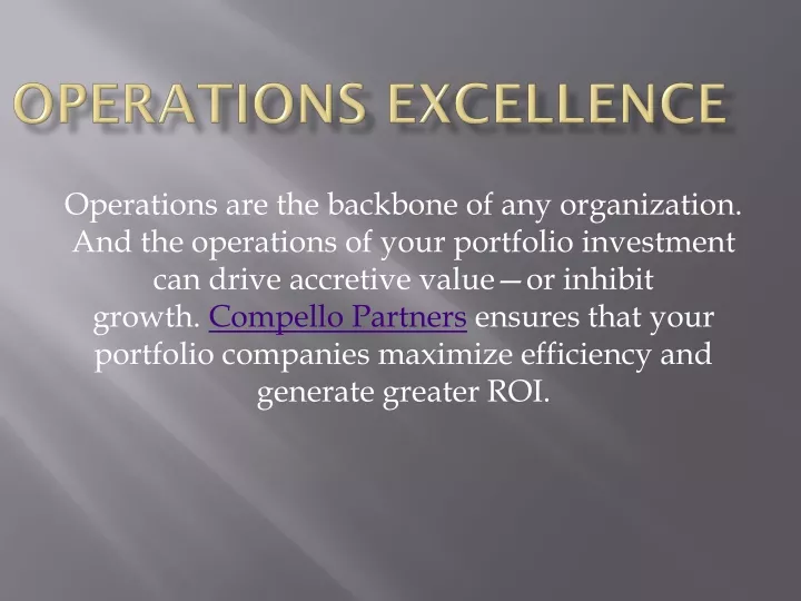 operations excellence