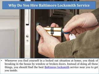 Why Do You Hire Baltimore Locksmith Service?