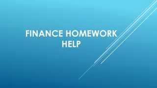 Finance Homework Help