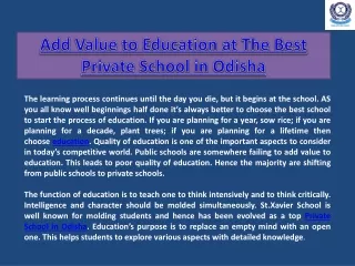 Add Value to Education at The Best Private School in Odisha