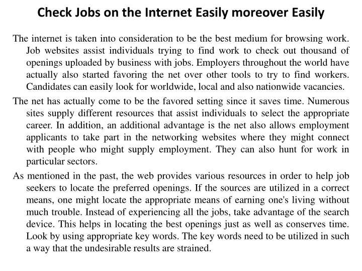check jobs on the internet easily moreover easily