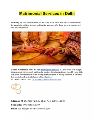 matrimonial services in delhi