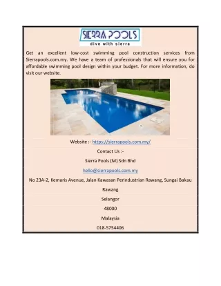 get an excellent low cost swimming pool