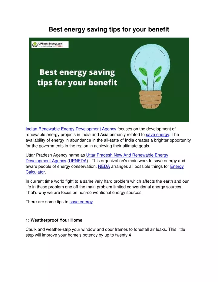 best energy saving tips for your benefit