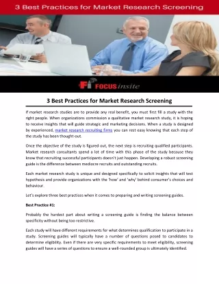 3 Best Practices for Market Research Screening