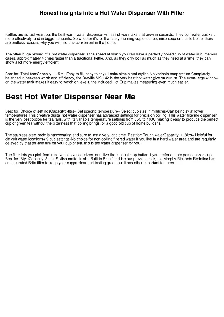 honest insights into a hot water dispenser with