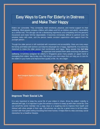 Easy Ways to Care For Elderly in Distress and Make Their Happy