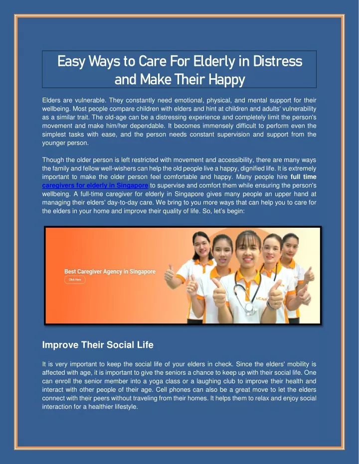 easy ways to care for elderly in distress