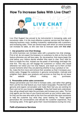 how to increase sales with live chat