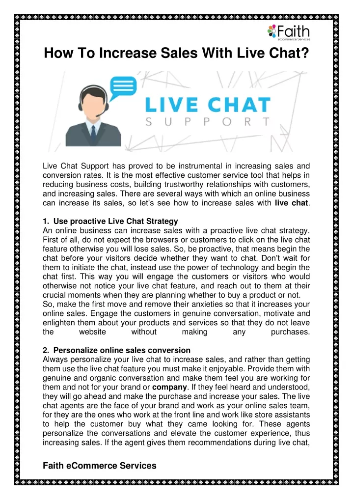 how to increase sales with live chat