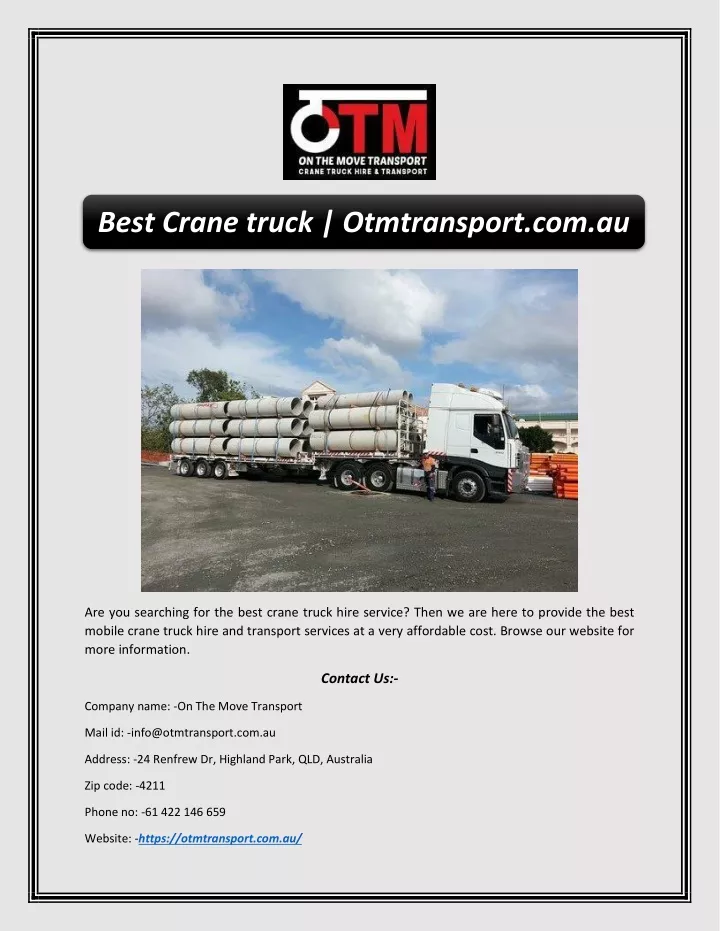 best crane truck otmtransport com au