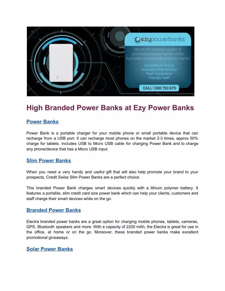 high branded power banks at ezy power banks power