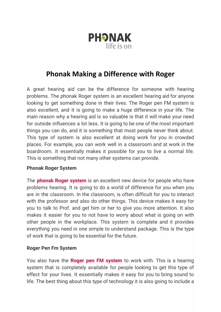 phonak making a difference with roger