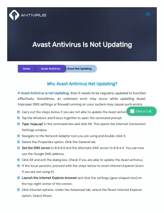 avast antivirus is not updating