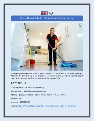 House Clean Adelaide | Thelocalguyscleaning.com.au
