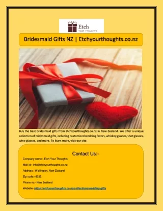 Bridesmaid Gifts NZ | Etchyourthoughts.co.nz