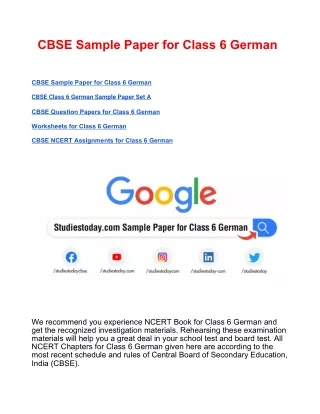cbse sample paper for class 6 german