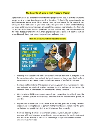 the benefits of using a high pressure washer