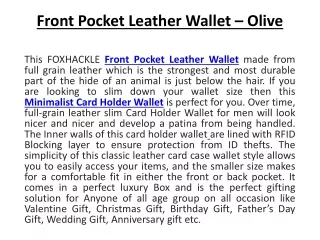 front pocket leather wallet olive