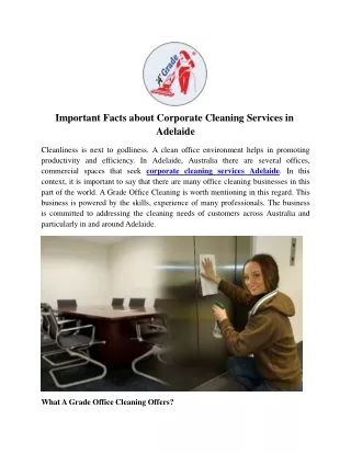 Important Facts about Corporate Cleaning Services in Adelaide