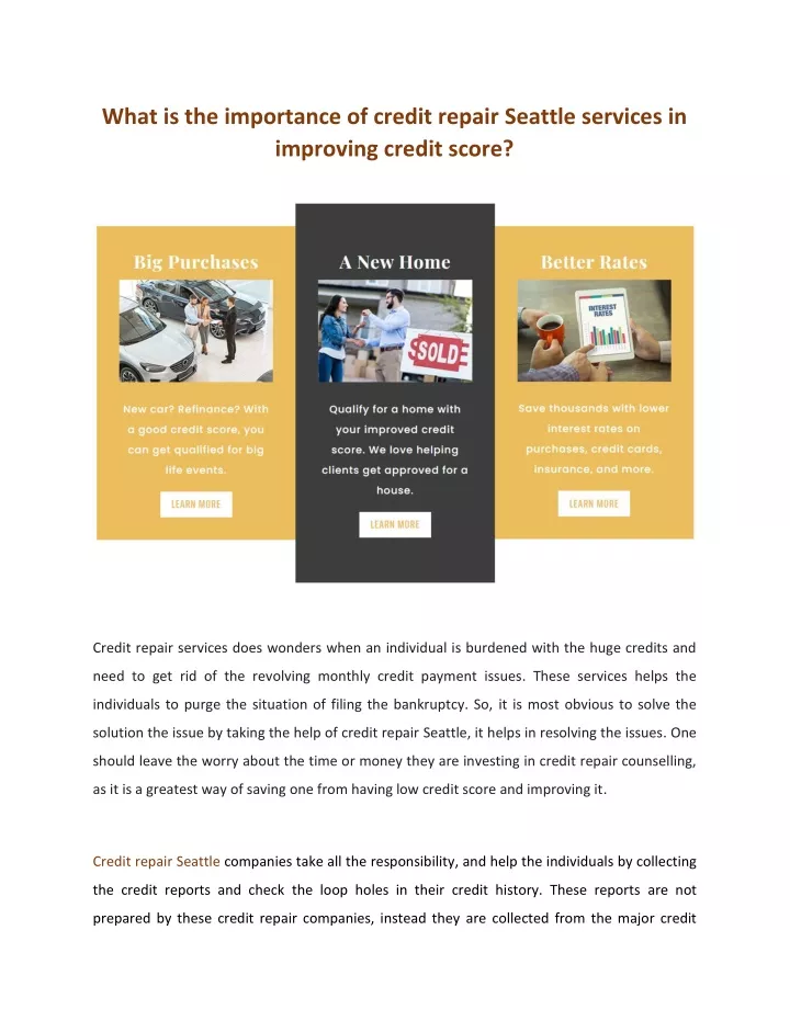what is the importance of credit repair seattle
