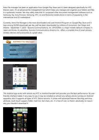astro file manager has been an application from