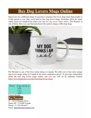 Buy Dog Lovers Mugs Online