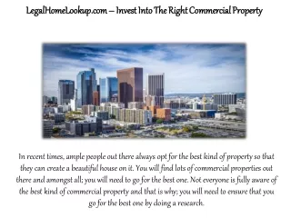 LegalHomeLookup.com – Invest Into The Right Commercial Property