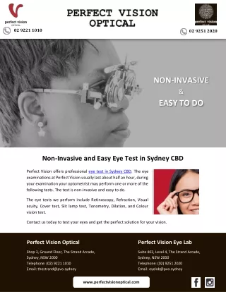 Non-Invasive and Easy Eye Test in Sydney CBD