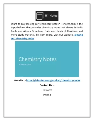 Leaving Cert Chemistry Notes | H1notes.com