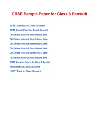 cbse sample paper for class 6 sanskrit