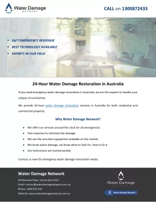 24-Hour Water Damage Restoration in Australia