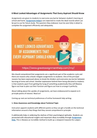 6 most looked advantages of assignments that